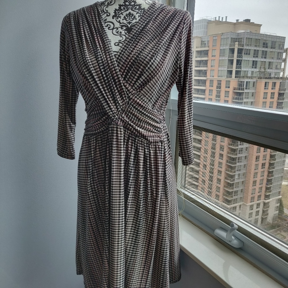 Elegant Spring Midi Pattern Wrap Dress Semi Formal